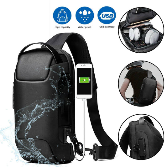 TechTrek Pro – Anti-Theft Sling Bag with USB Charging