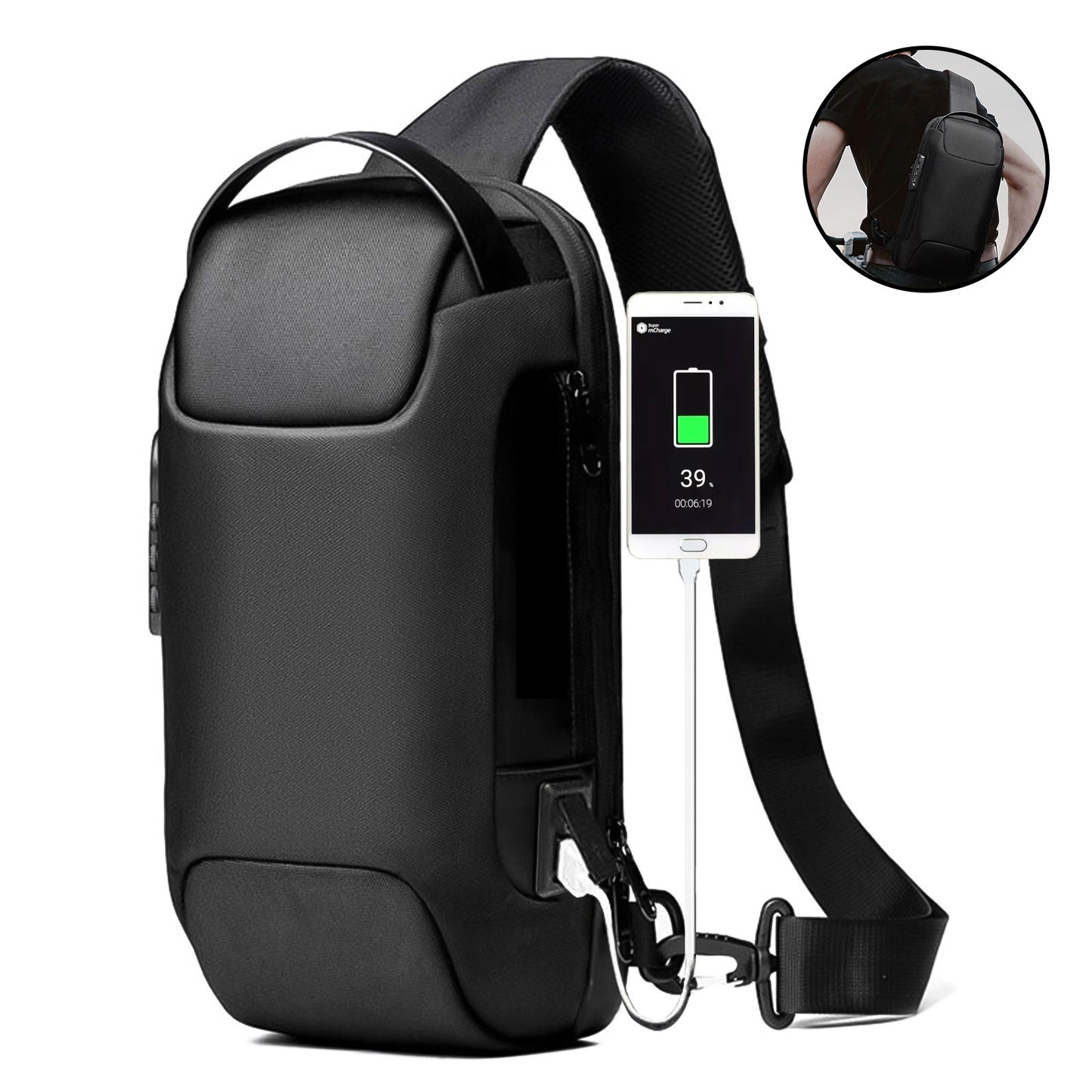 TechTrek Pro – Anti-Theft Sling Bag with USB Charging