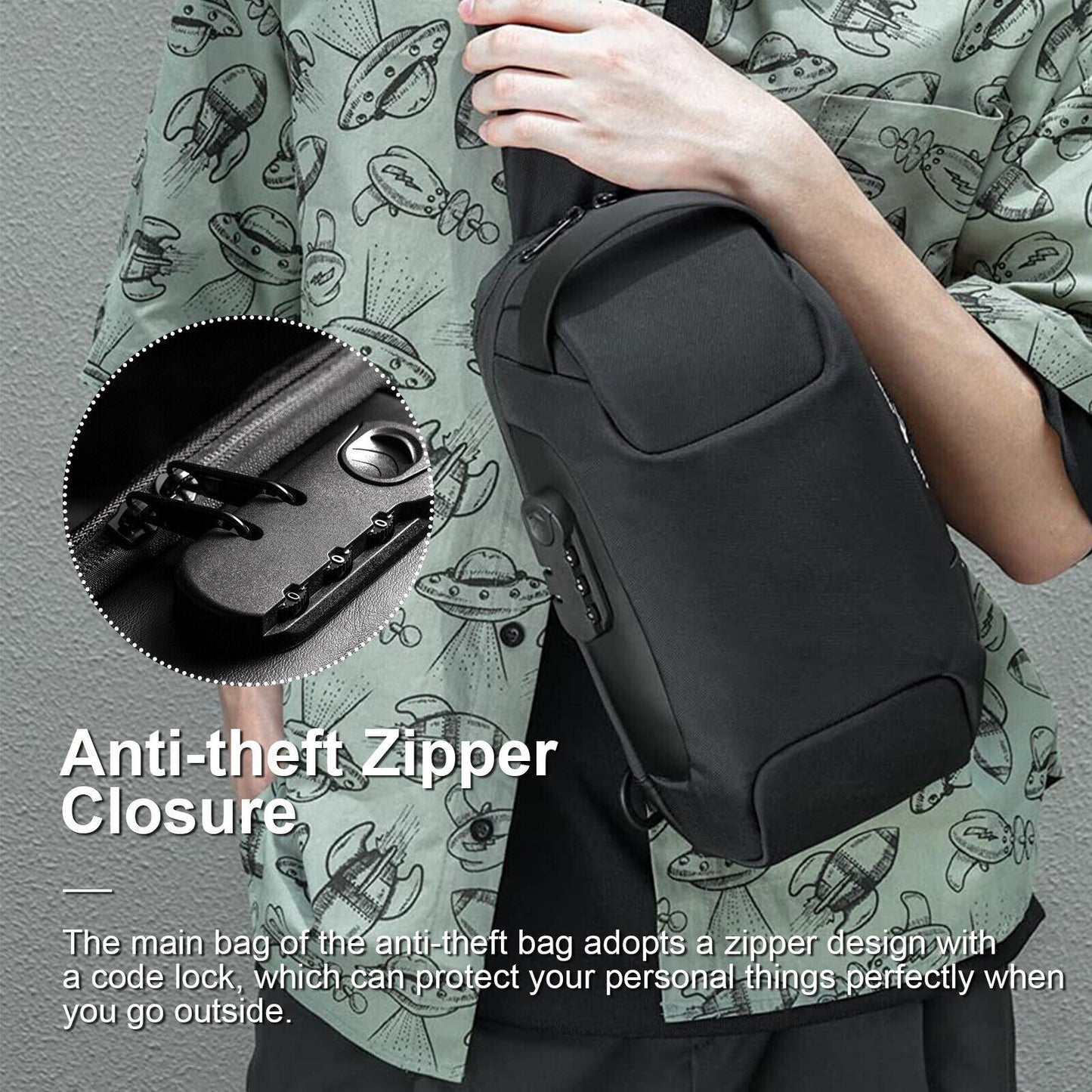 TechTrek Pro – Anti-Theft Sling Bag with USB Charging