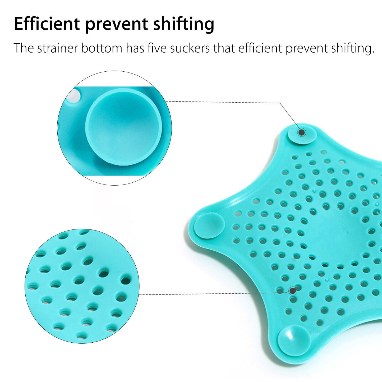 Turquoise bath mat with suction cups on a white background
